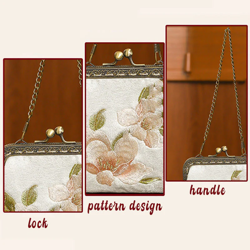 Borsa a mano con manico in metallo, Buddha Stones , orchidee - Image 4