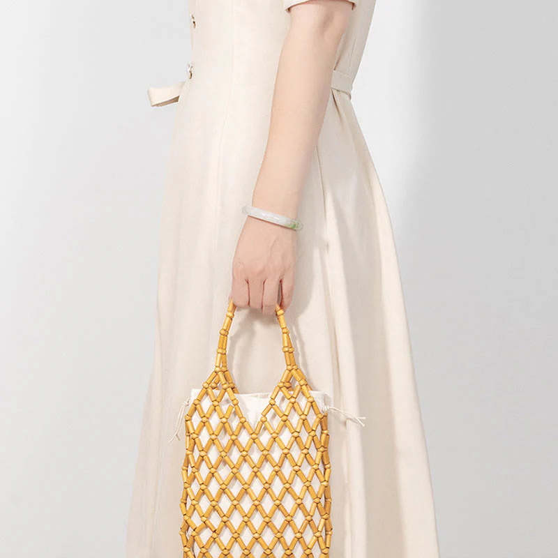 Borsa a mano con perline di legno cave intrecciate a mano in Buddha Stones - Image 16
