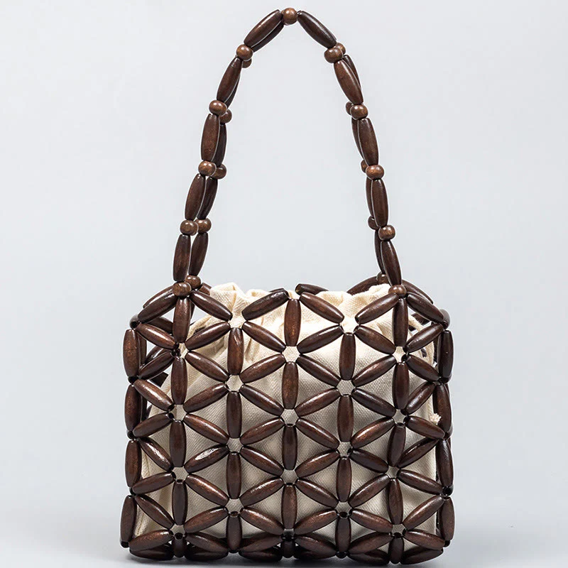 Borsa a mano con perline di legno intrecciate a mano Buddha Stones - Image 11