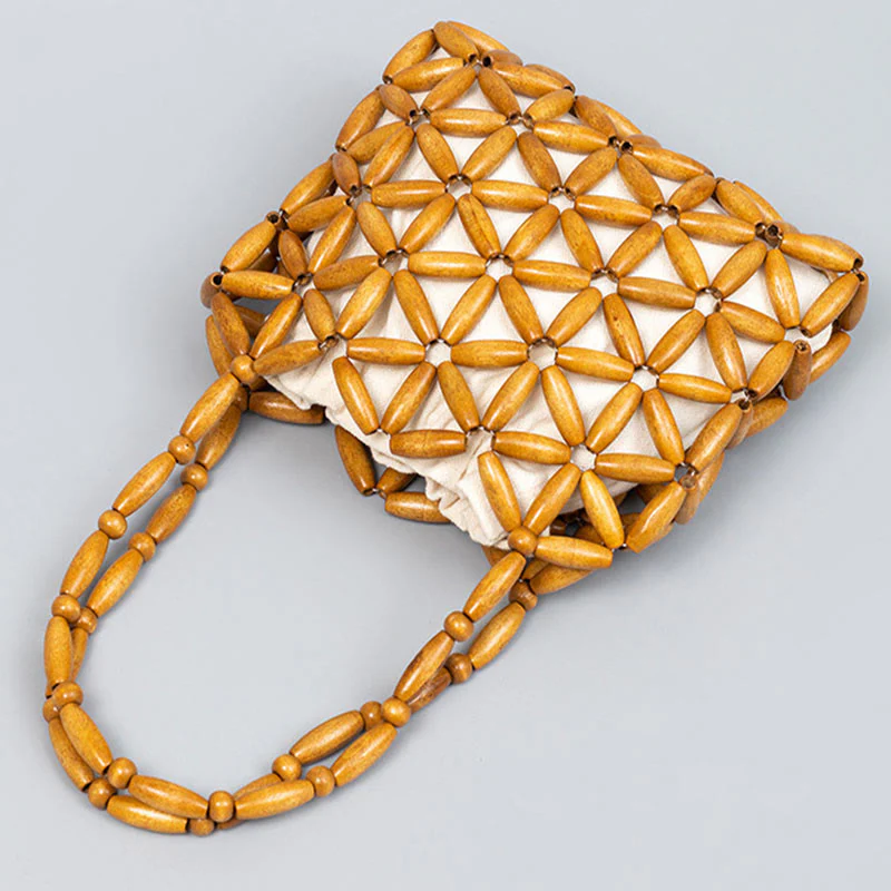 Borsa a mano con perline di legno intrecciate a mano Buddha Stones - Image 3