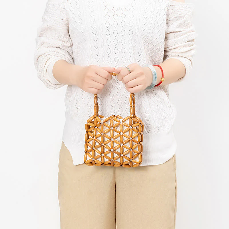 Borsa a mano con perline di legno intrecciate a mano Buddha Stones - Image 5