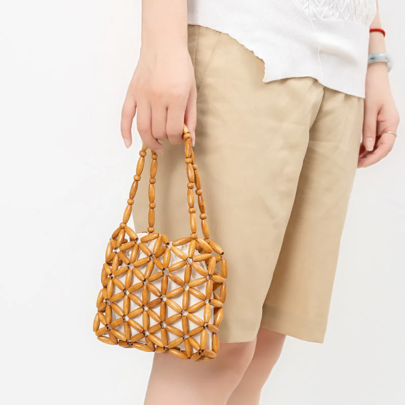 Borsa a mano con perline di legno intrecciate a mano Buddha Stones - Image 6