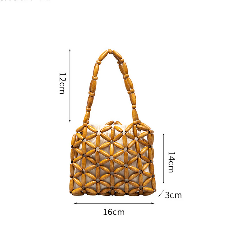 Borsa a mano con perline di legno intrecciate a mano Buddha Stones - Image 7
