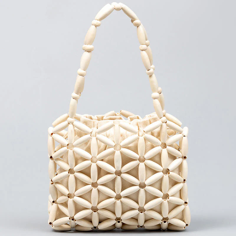 Borsa a mano con perline di legno intrecciate a mano Buddha Stones - Image 8