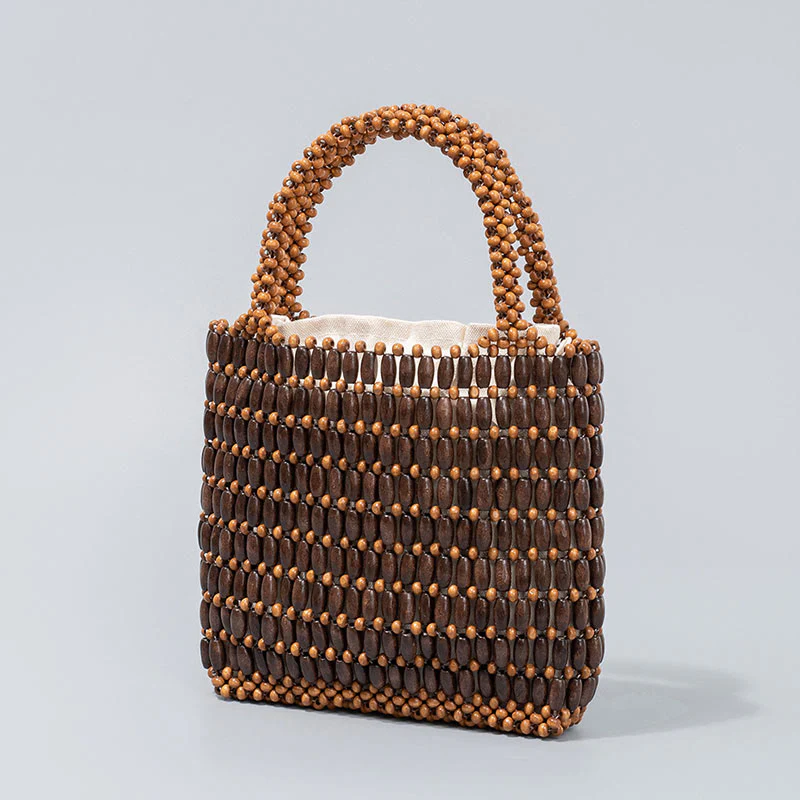 Borsa a mano con perline di legno intrecciate a mano Buddha Stones - Image 2