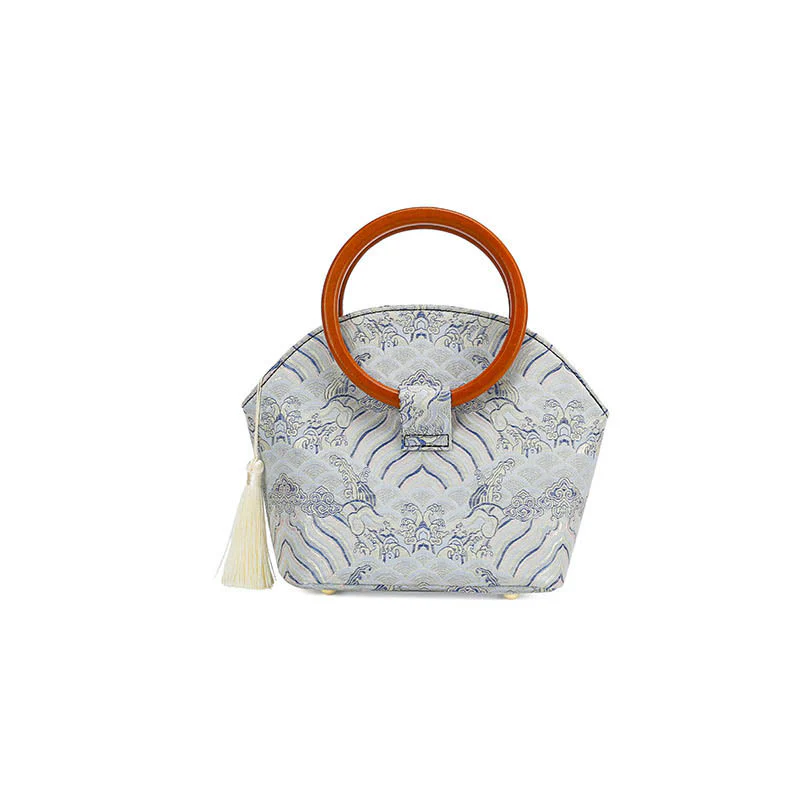 Borsa a mano con stampa a conchiglia di nuvole di buon auspicio Buddha Stones - Image 3