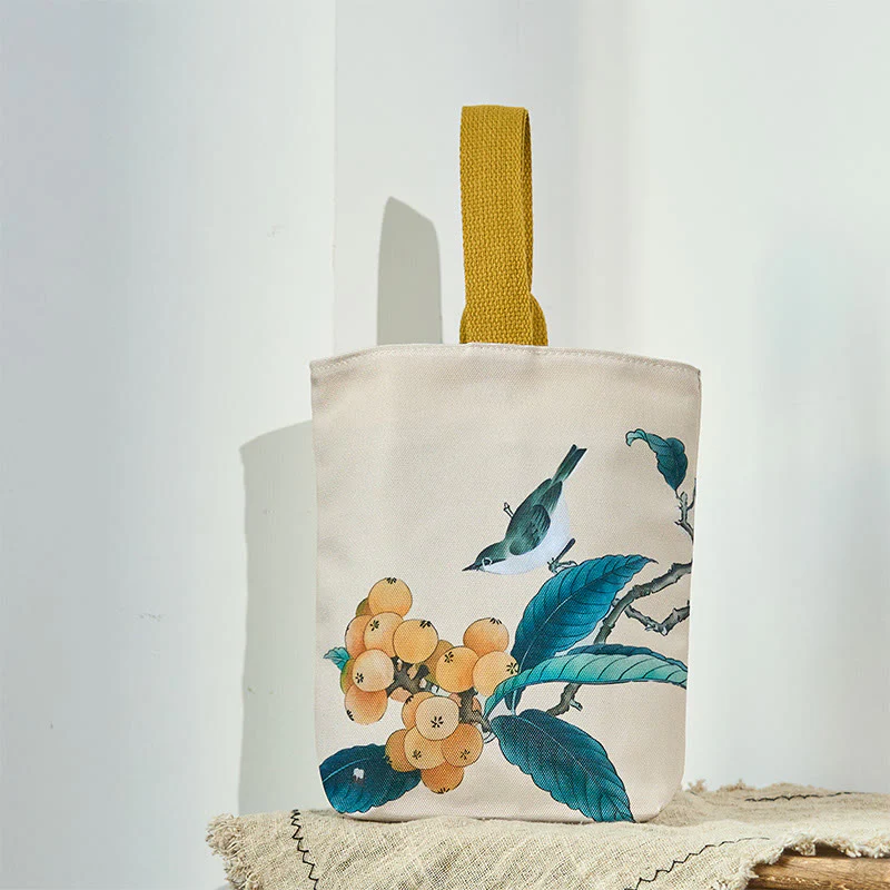 Borsa a mano in tela con uccello nespolo e Buddha Stones - Image 2
