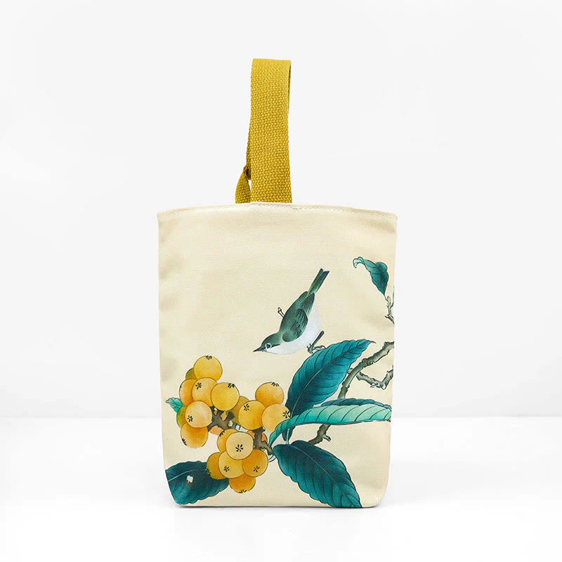 Borsa a mano in tela con uccello nespolo e Buddha Stones - Image 4