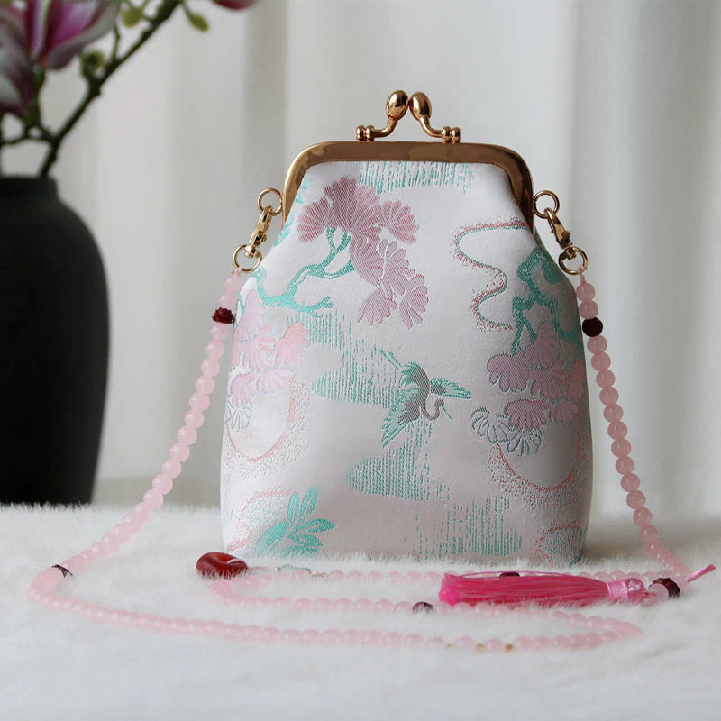 Borsa a tracolla con catena di perle e ricamo cinese retrò Buddha Stones - Image 19