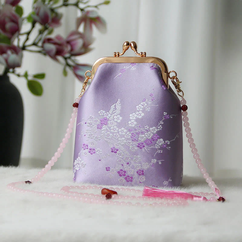 Borsa a tracolla con catena di perle e ricamo cinese retrò Buddha Stones - Image 33