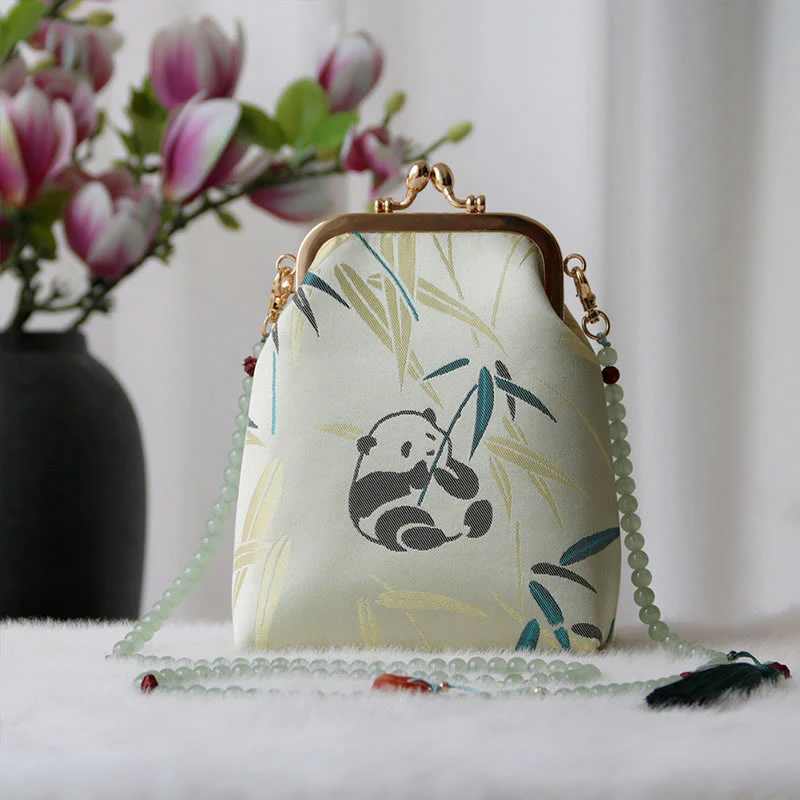 Borsa a tracolla con catena di perle e ricamo cinese retrò Buddha Stones - Image 7