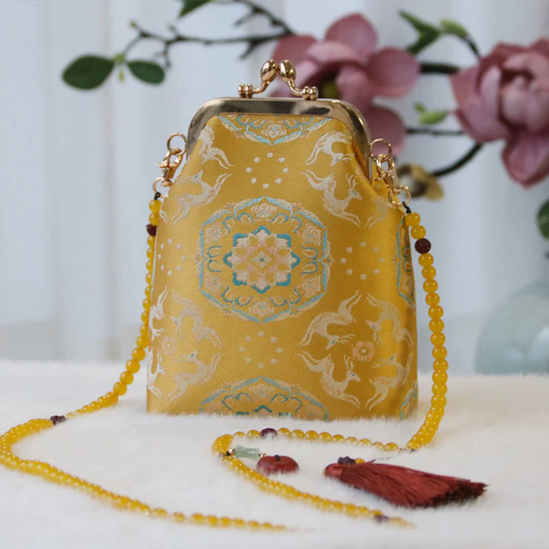 Borsa a tracolla con catena di perle e ricamo cinese retrò Buddha Stones - Image 9