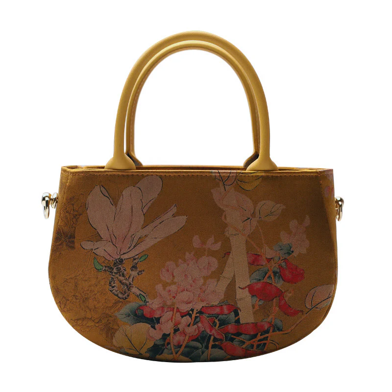 Borsa a tracolla con cerniera in metallo con catena di metallo, motivo : Buddha Stones, vintage, fiore, peonia - Image 13