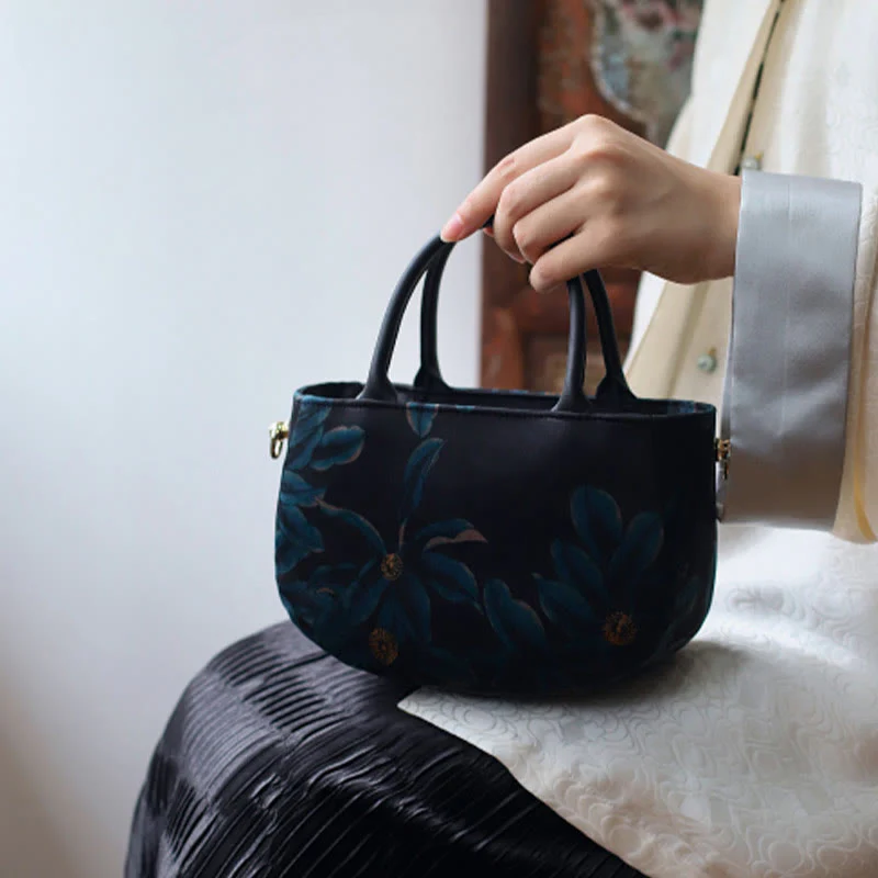 Borsa a tracolla con cerniera in metallo con catena di metallo, motivo : Buddha Stones, vintage, fiore, peonia - Image 18