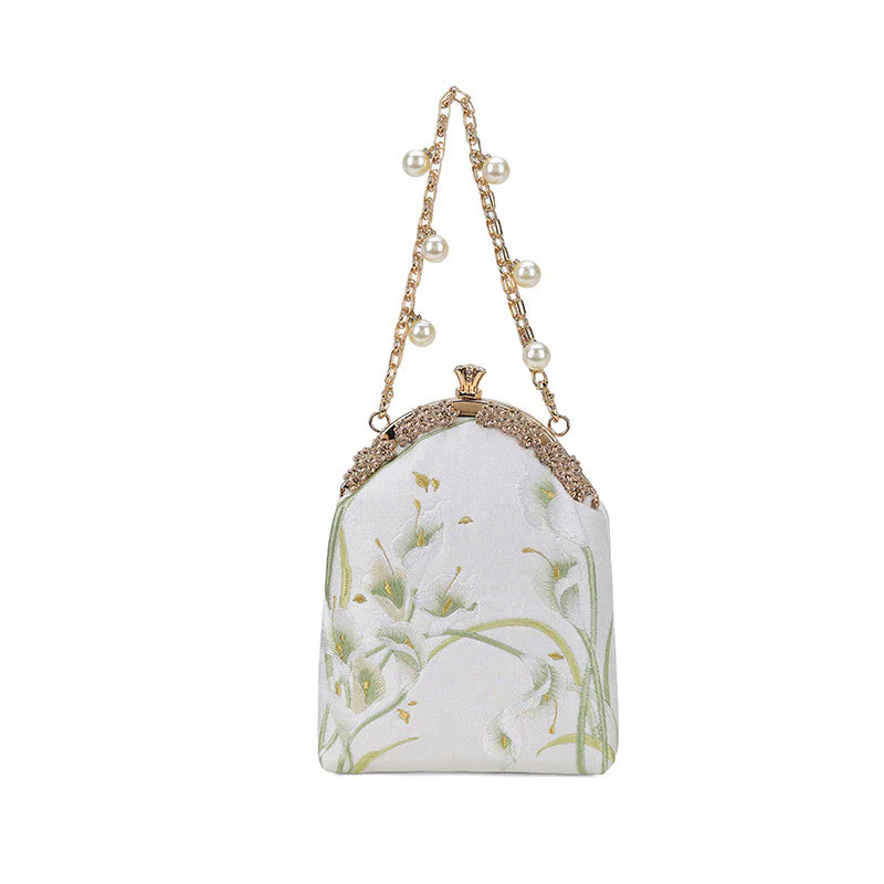 Borsa a tracolla con manico in metallo e ricamo Calla Buddha Stones - Image 4