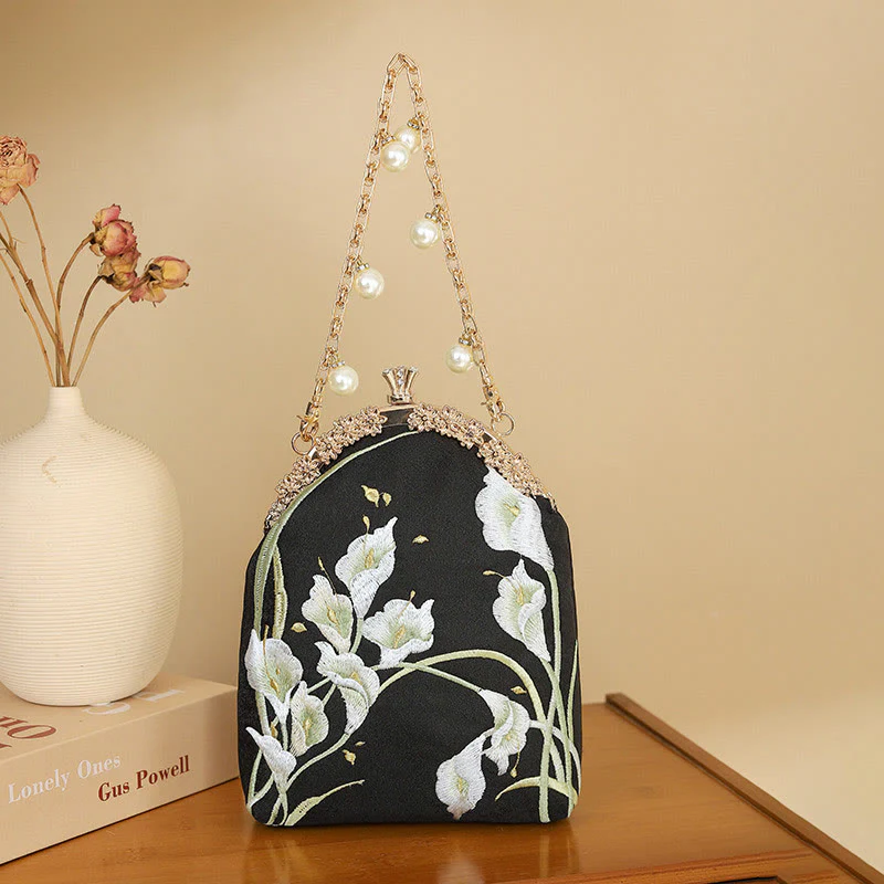 Borsa a tracolla con manico in metallo e ricamo Calla Buddha Stones - Image 9