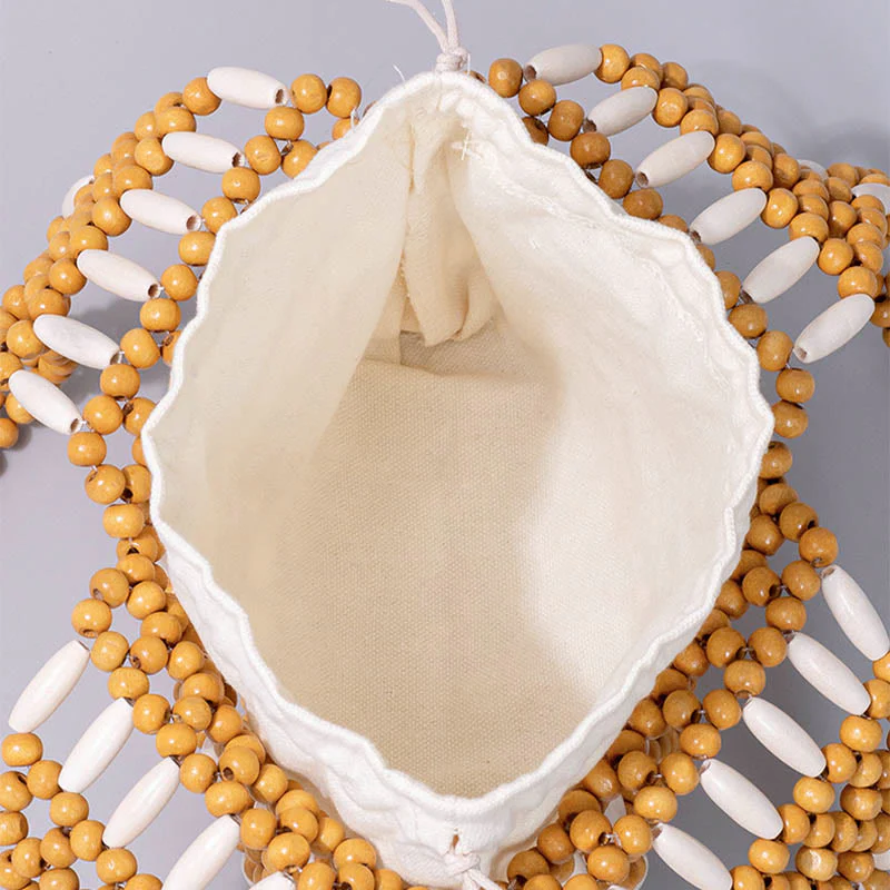 Borsa a tracolla con perline di legno rotonde intrecciate a mano Buddha Stones - Image 3
