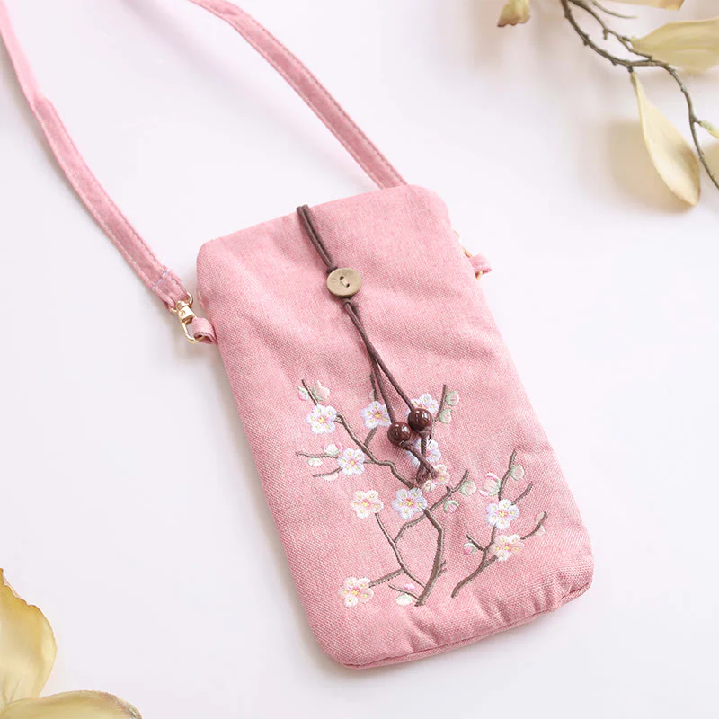 Borsa a tracolla con piccoli fiori ricamati Buddha Stones Borsa a tracolla Borsa per cellulare 11*20cm - Image 10