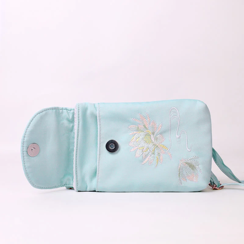 Borsa a tracolla con piccoli fiori ricamati Buddha Stones, borsa a tracolla, borsa per cellulare a doppio strato - Image 12