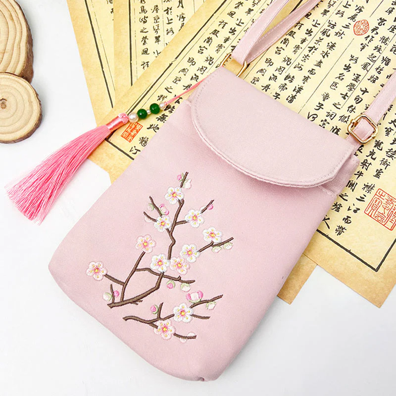 Borsa a tracolla con piccoli fiori ricamati Buddha Stones, borsa a tracolla, borsa per cellulare a doppio strato - Image 27