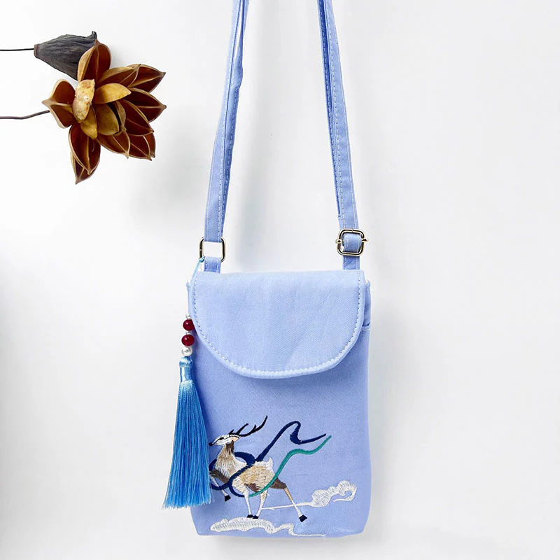 Borsa a tracolla con piccoli fiori ricamati Buddha Stones, borsa a tracolla, borsa per cellulare a doppio strato - Image 41