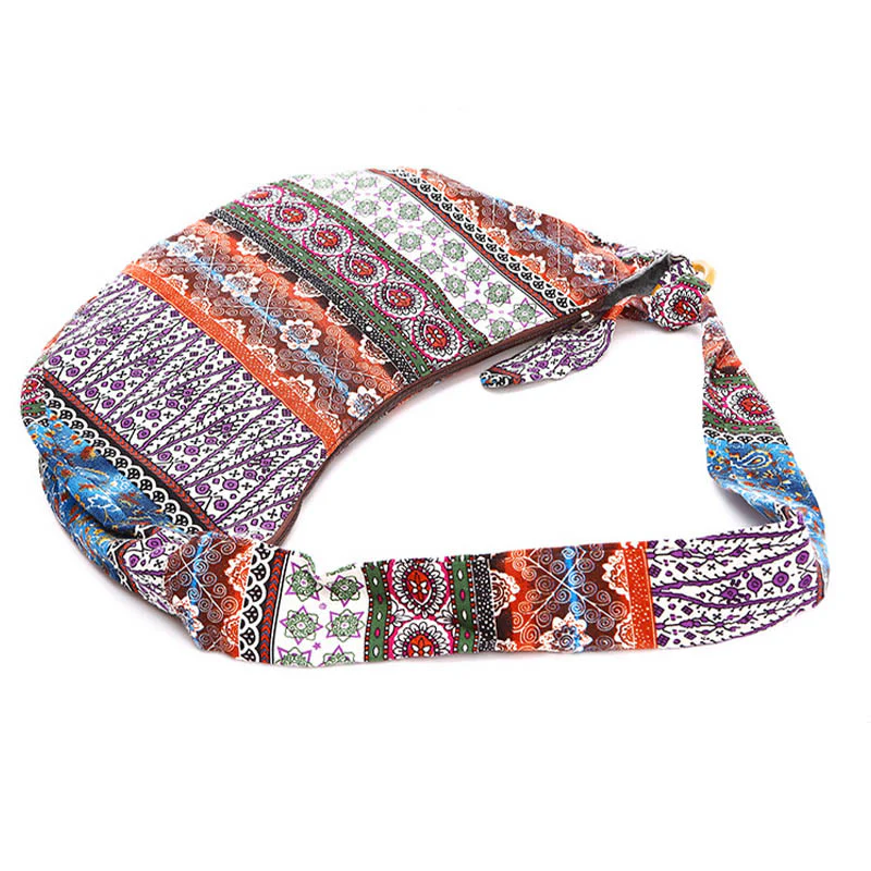 Borsa a tracolla con stampa a strisce di cotone Buddha Stones - Image 3