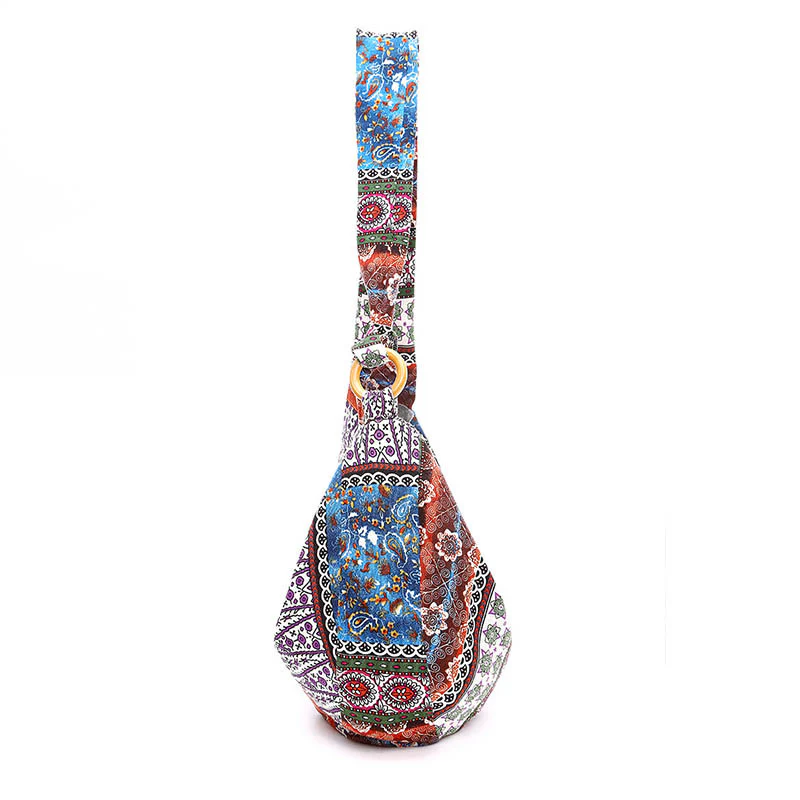 Borsa a tracolla con stampa a strisce di cotone Buddha Stones - Image 5