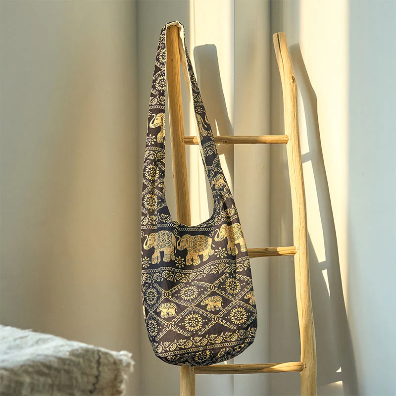 Borsa a tracolla con strisce di elefante in cotone Buddha Stones - Image 10