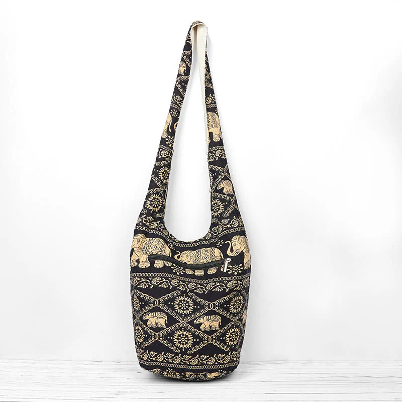 Borsa a tracolla con strisce di elefante in cotone Buddha Stones - Image 11