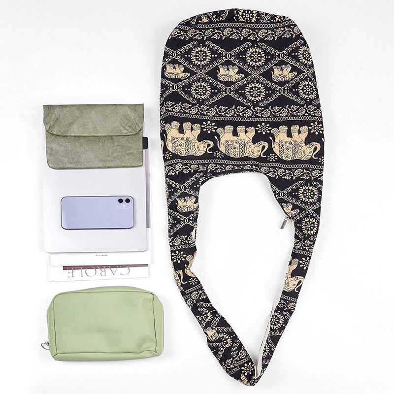 Borsa a tracolla con strisce di elefante in cotone Buddha Stones - Image 13