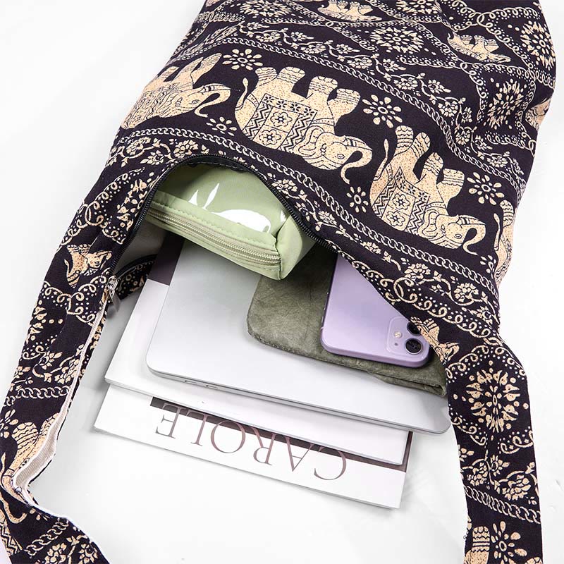 Borsa a tracolla con strisce di elefante in cotone Buddha Stones - Image 14
