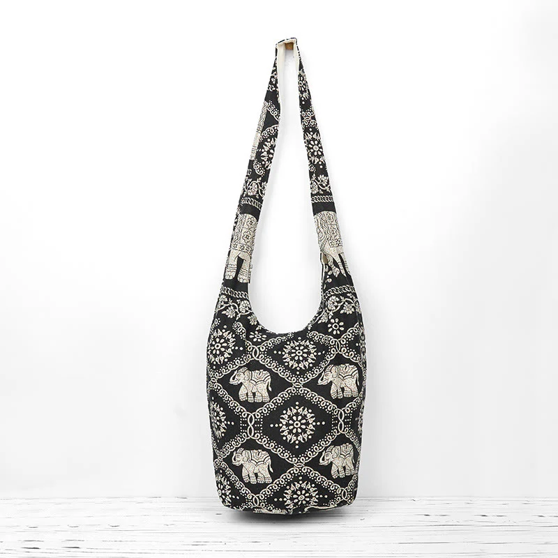 Borsa a tracolla con strisce di elefante in cotone Buddha Stones - Image 17