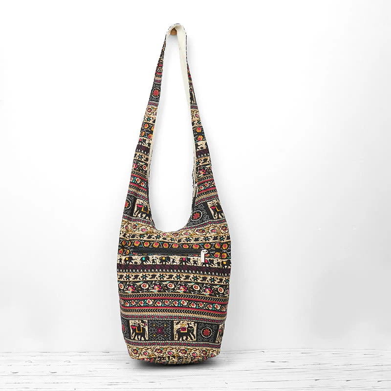 Borsa a tracolla con strisce di elefante in cotone Buddha Stones - Image 3