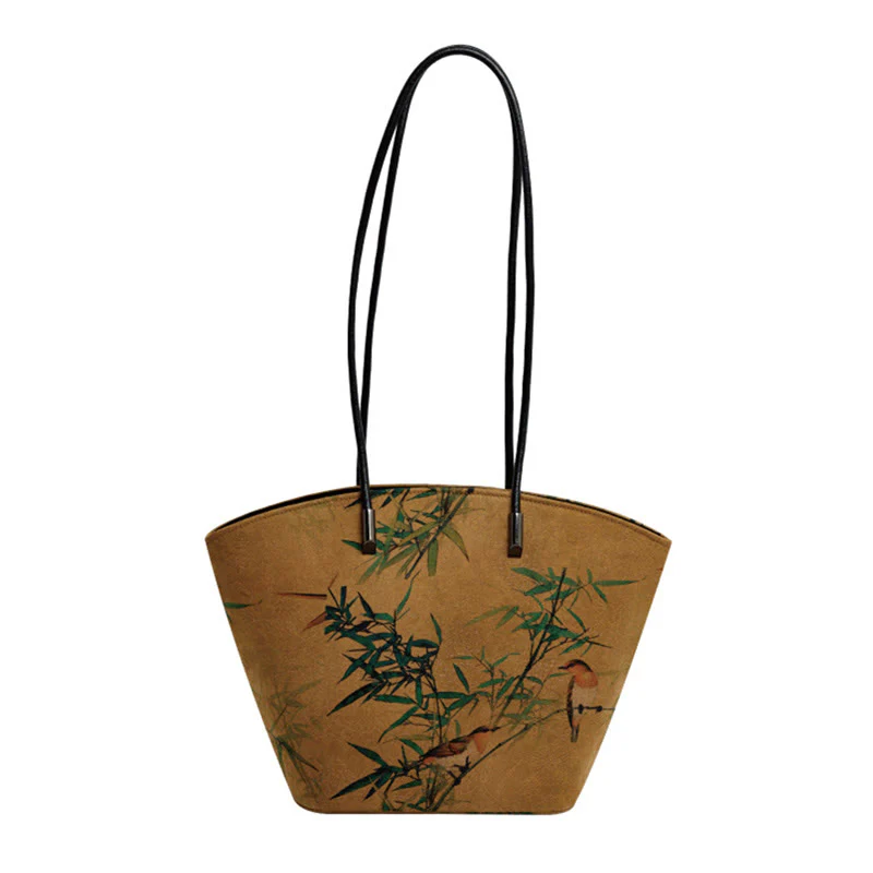 Borsa a tracolla grande capacità Buddha Stones Vintage Bamboo Magpie Peony Butterfly - Image 11