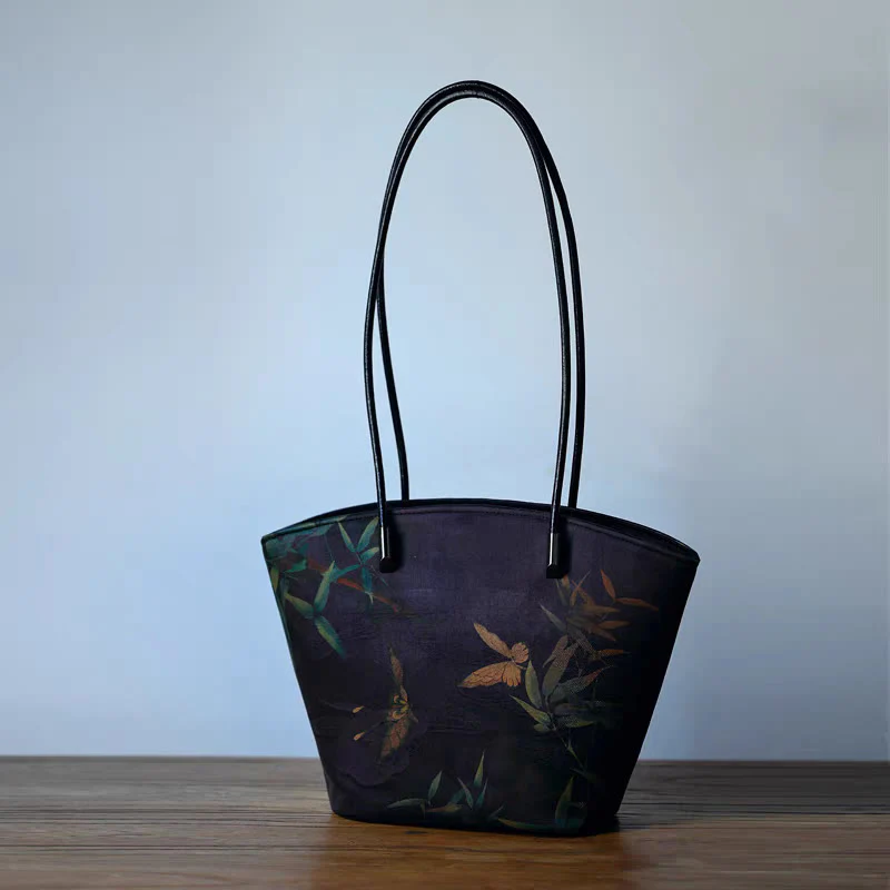 Borsa a tracolla grande capacità Buddha Stones Vintage Bamboo Magpie Peony Butterfly - Image 14