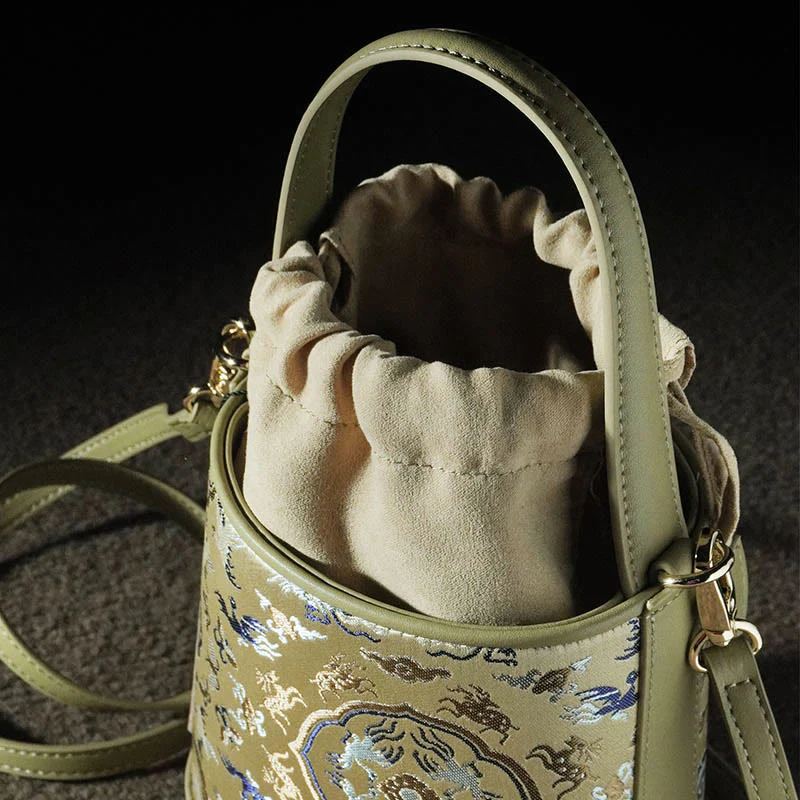 Borsa a tracolla in broccato con ciondolo a forma di gru e cervo, stile retrò, Buddha Stones - Image 18