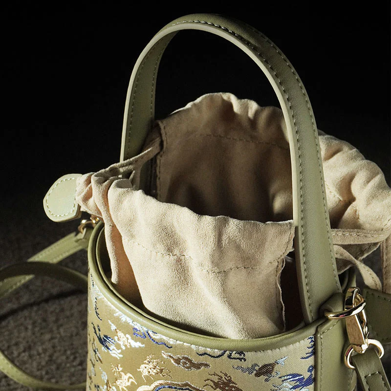 Borsa a tracolla in broccato con ciondolo a forma di gru e cervo, stile retrò, Buddha Stones - Image 19