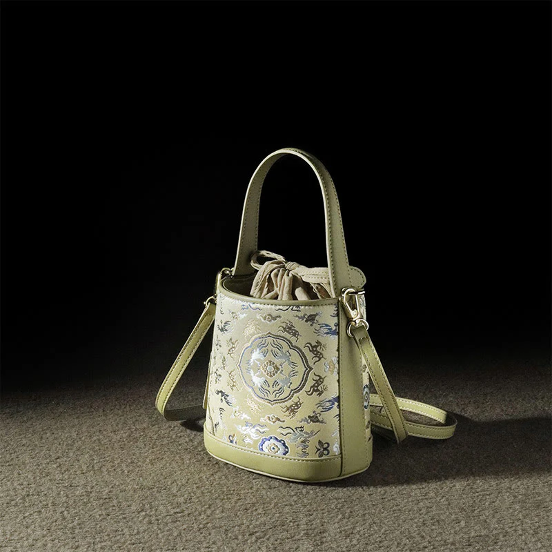 Borsa a tracolla in broccato con ciondolo a forma di gru e cervo, stile retrò, Buddha Stones - Image 3