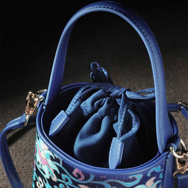 Borsa a tracolla in broccato con rami intrecciati e Buddha Stones , retro, loto, canzone - Image 17