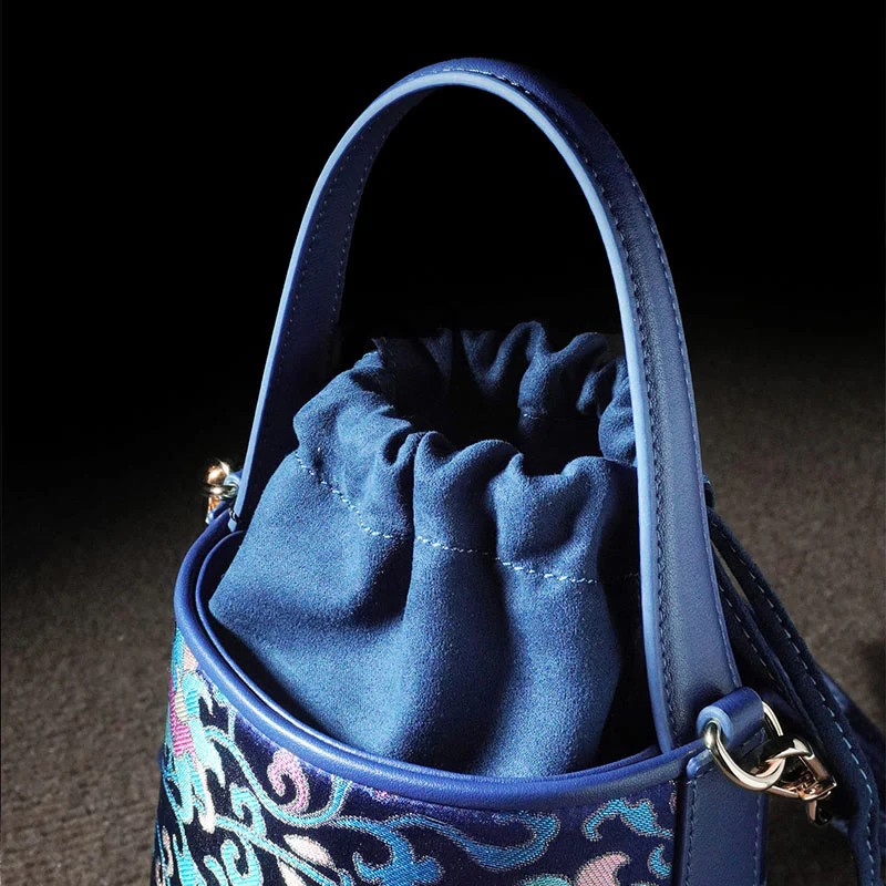 Borsa a tracolla in broccato con rami intrecciati e Buddha Stones , retro, loto, canzone - Image 18