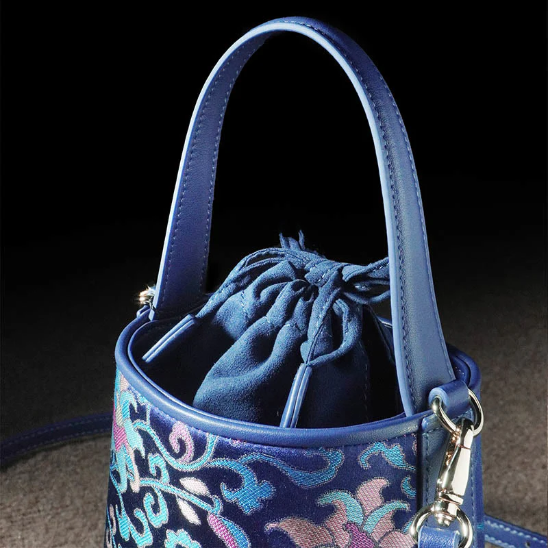 Borsa a tracolla in broccato con rami intrecciati e Buddha Stones , retro, loto, canzone - Image 19