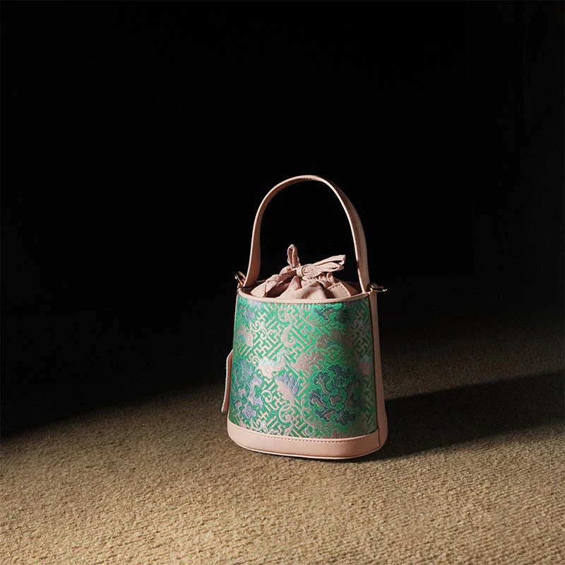 Borsa a tracolla in broccato con rami intrecciati e Buddha Stones , retro, loto, canzone - Image 23