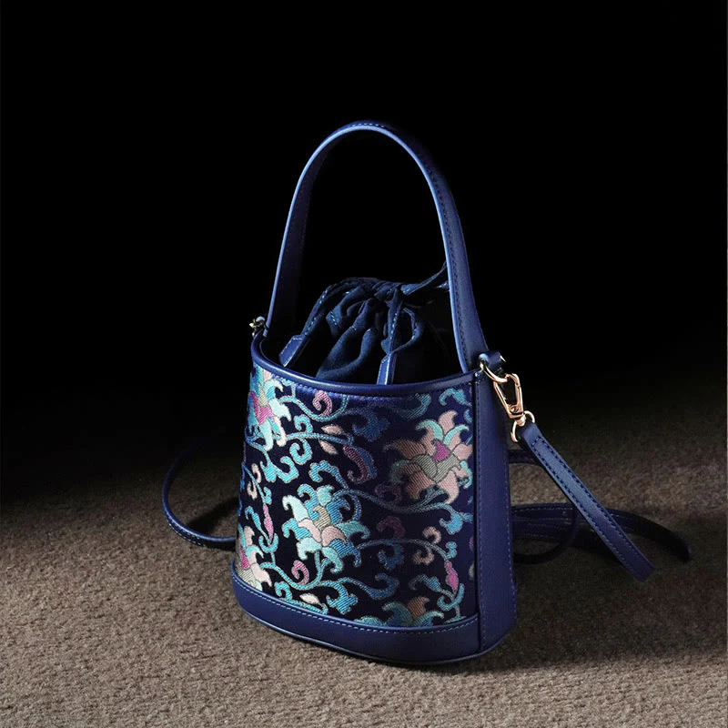 Borsa a tracolla in broccato con rami intrecciati e Buddha Stones , retro, loto, canzone - Image 9