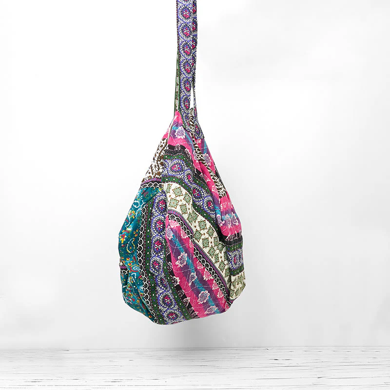 Borsa a tracolla in cotone con motivo a strisce colorate Buddha Stones - Image 15
