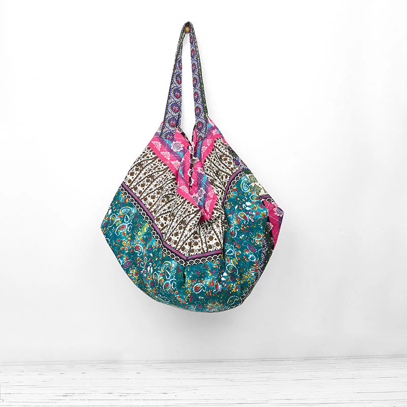 Borsa a tracolla in cotone con motivo a strisce colorate Buddha Stones - Image 16