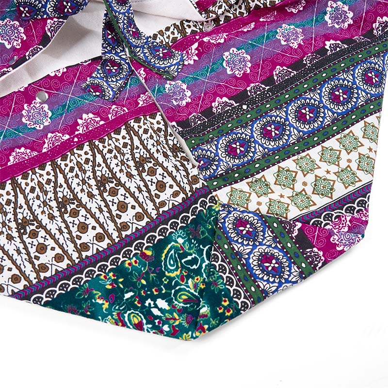 Borsa a tracolla in cotone con motivo a strisce colorate Buddha Stones - Image 17