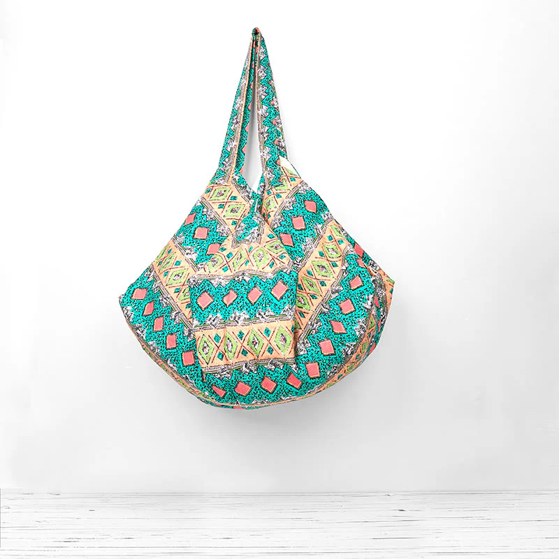 Borsa a tracolla in cotone con motivo a strisce colorate Buddha Stones - Image 19