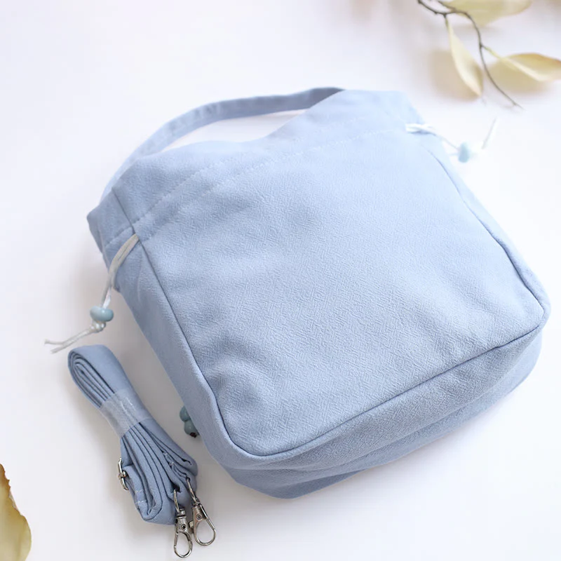 Borsa a tracolla in cotone e lino con Buddha Stones , farfalla ricamata, loto, magnolia, borsa a tracolla - Image 11