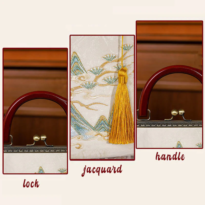 Borsa a tracolla in jacquard con dipinto di paesaggio Buddha Stones - Image 5