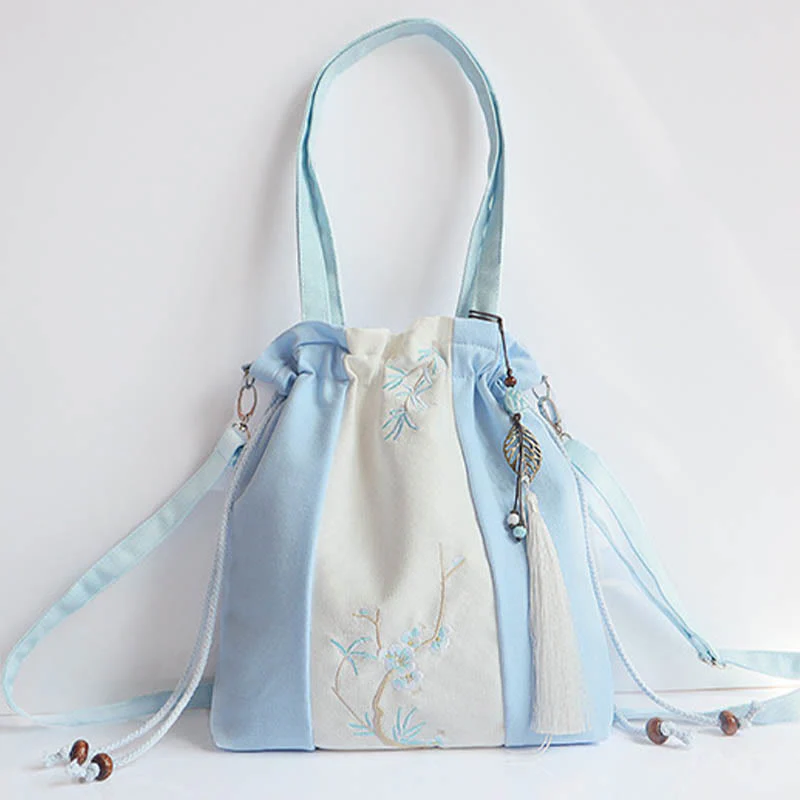 Borsa a tracolla in tela Buddha Stones, fiori di erba ricamati, fiori di ciliegio, borsa a tracolla - Image 18